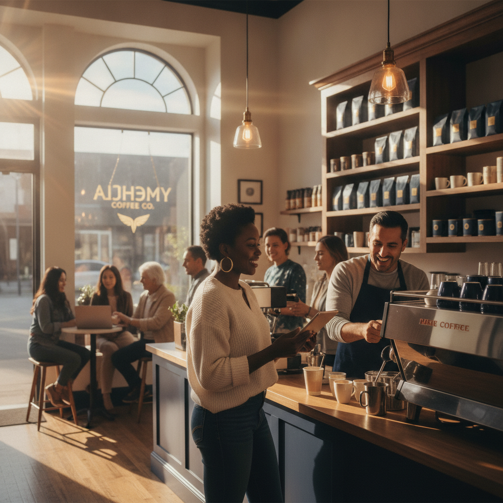 Professional retail franchise environment showing brand consistency and operational efficiency